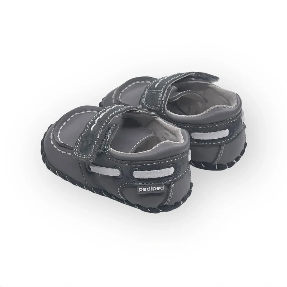 pediped ☀︎︎ Originals Norm Boat Baby Shoe ☀︎︎ Grey Leather Sole ☀︎︎ 0-6 Month